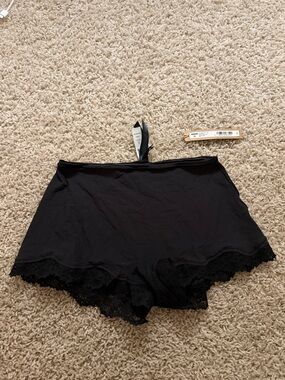 SKIMS Black Lace-Trim Sleep Shorts